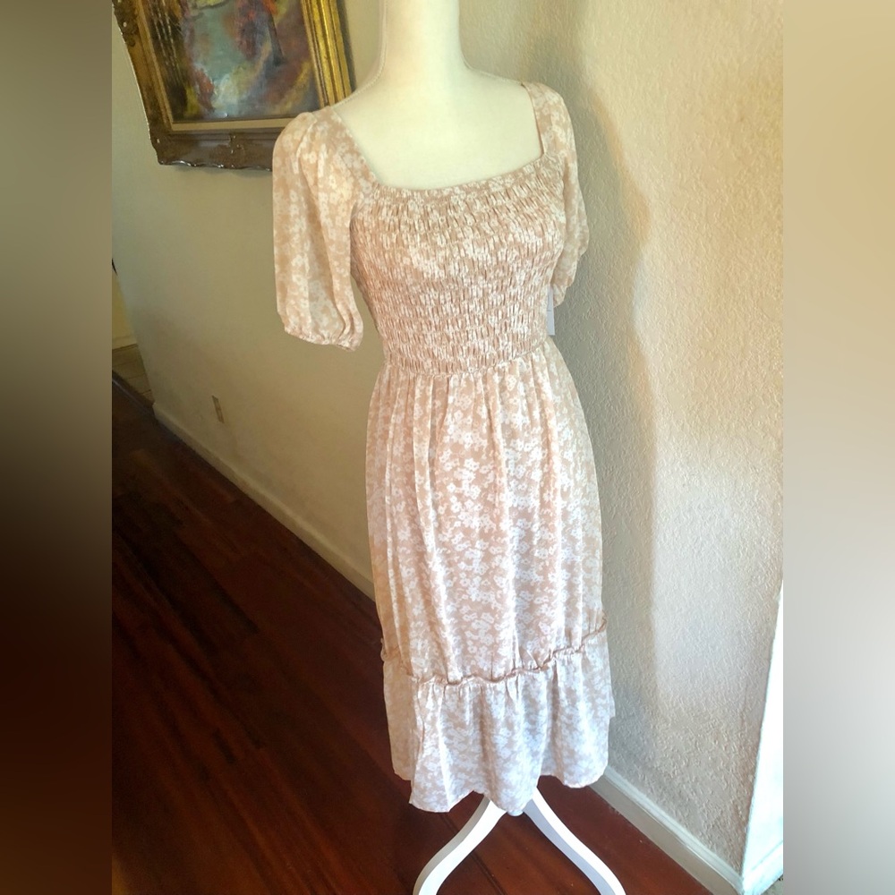 Jessica Simpson Smocked Square Neck Midi Dress